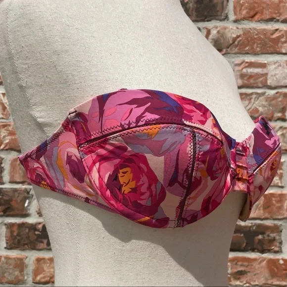 Nanette Lepore pink floral print strapless bikini top / L / Excellent condition - Picture 5 of 17